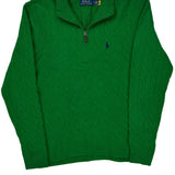 Polo By Ralph Lauren 1/4 Zip - Large Green Wool