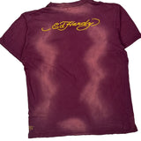 Love Dog Ed Hardy Graphic T-Shirt - Small Purple Cotton