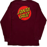Skateboards Santa Cruz Long Sleeve T-Shirt - Medium Burgundy Cotton