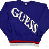 Made In USA Guess Spellout Sweatshirt - XL Blue Cotton