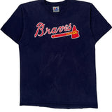 Braves Majestic Mlb T-Shirt - Large Navy Cotton