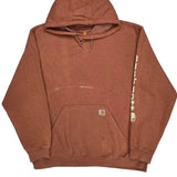 Carhartt Spellout Hoodie - 2XL Brown Cotton Blend