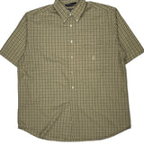 Nautica Checked Short Sleeve Shirt - Large Khaki Cotton