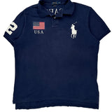 USA Polo By Ralph Lauren Graphic Polo Shirt - XL Navy Cotton