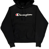 Reverse Weave Champion Spellout Hoodie - Small Black Cotton