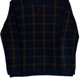 Ralph Lauren Checked 1/4 Zip - Medium Green Cotton