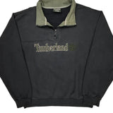 Timberland Collared 1/4 Zip - Medium Black Cotton Blend