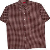Levis Checked Short Sleeve Shirt - XL Red Cotton