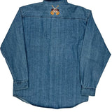 Hard Rock Cafe Graphic Denim Shirt - Large Blue Cotton