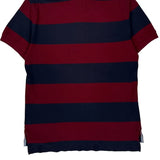 Tommy Hilfiger Striped Polo Shirt - Medium Burgundy Cotton