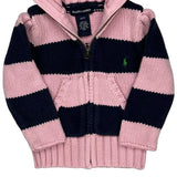 Age 2 Ralph Lauren Striped 1/4 Zip - 3XS Navy Cotton