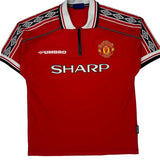 Manchester United Umbro 1998-00 Home Football Shirt - Medium Red Polyester