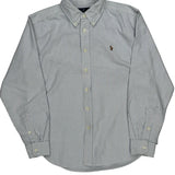 Age 10-12 Ralph Lauren Striped Shirt - Medium Blue Cotton