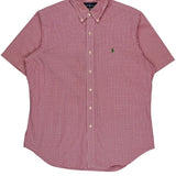 Ralph Lauren Checked Short Sleeve Shirt - Large Red Cotton