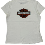 Motorcycles Harley Davidson Graphic T-Shirt - Small White Cotton