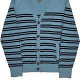 Tommy Hilfiger Striped Cardigan - Large Blue Cotton