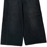 Wide Leg Unbranded Contrast Stitch Cargo Pants - 34W 29L Black Cotton