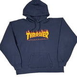 Thrasher Graphic Hoodie - Large Navy Cotton