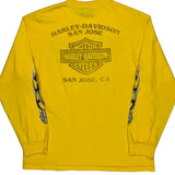 San Jose Harley Davidson Graphic Long Sleeve T-Shirt - Medium Yellow Cotton