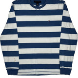 Tommy Hilfiger Striped Long Sleeve T-Shirt - Large Blue Cotton