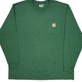 Loose Fit Carhartt Long Sleeve T-Shirt - 2XL Green Cotton