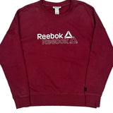 Reebok Sweatshirt - Medium Burgundy Cotton Blend