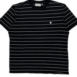 Carhartt Striped T-Shirt - Large Black Cotton