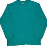 90S Blank Hanes Long Sleeve T-Shirt - XL Green Cotton