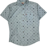 Levis Short Sleeve Shirt - Small Blue Cotton