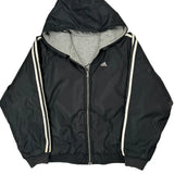 Adidas Striped Windbreaker - Medium Black Nylon