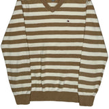 Tommy Hilfiger Striped Sweater - Small Beige Cotton