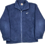 Made In USA Nike Fleece Jacket - Large Blue Polyester