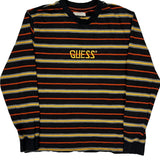 Guess Striped Long Sleeve T-Shirt - Medium Black Cotton