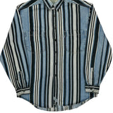 Levis Striped Denim Shirt - Medium Blue Cotton