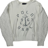 USrl Polo By Ralph Lauren Graphic Sweatshirt - Large White Cotton