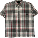 Dickies Checked Short Sleeve Shirt - Large Gray Cotton Blend