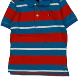 Age 4 Tommy Hilfiger Striped Polo Shirt - XS Blue Cotton