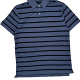 Tommy Hilfiger Striped Polo Shirt - Large Blue Cotton