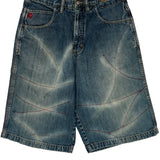Von Dutch Contrast Stitch Baggy Denim Shorts - 30W 12L Light Wash Denim