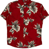 High Surf Floral Hawaiian Shirt - Medium Red Cotton