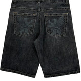 Avirex Wide Leg Graphic Denim Shorts - 34W 11L Gray Denim