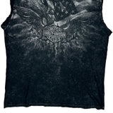 Eagle And American Flag Graphic Harley Davidson Graphic T-Shirt - XL Black Cotton