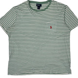 Polo By Ralph Lauren Striped T-Shirt - Large Green Cotton