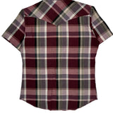 Wrangler Checked Short Sleeve Shirt - Medium Burgundy Cotton