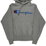 Reverse Weave Champion Spellout Hoodie - Small Gray Cotton
