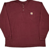 Carhartt Long Sleeve T-Shirt - 2XL Burgundy Cotton