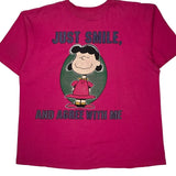 Single Stitch Snoopy Cartoon T-Shirt - XL Pink Cotton