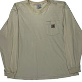 Carhartt Long Sleeve T-Shirt - Large Beige Cotton