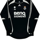 David Beckham Real Madrid Adidas 2006-07 Away Long Sleeve Football Shirt - Large Black Polyester