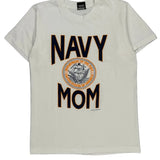 Single Stitch Navy Mom Screen Stars Graphic T-Shirt - Medium White Cotton Blend